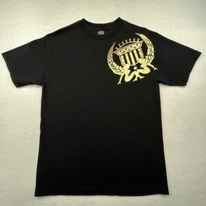 Silver Star VINTAGE Y2K Gold Graphic Script Streetwear T-shirt Black Medium